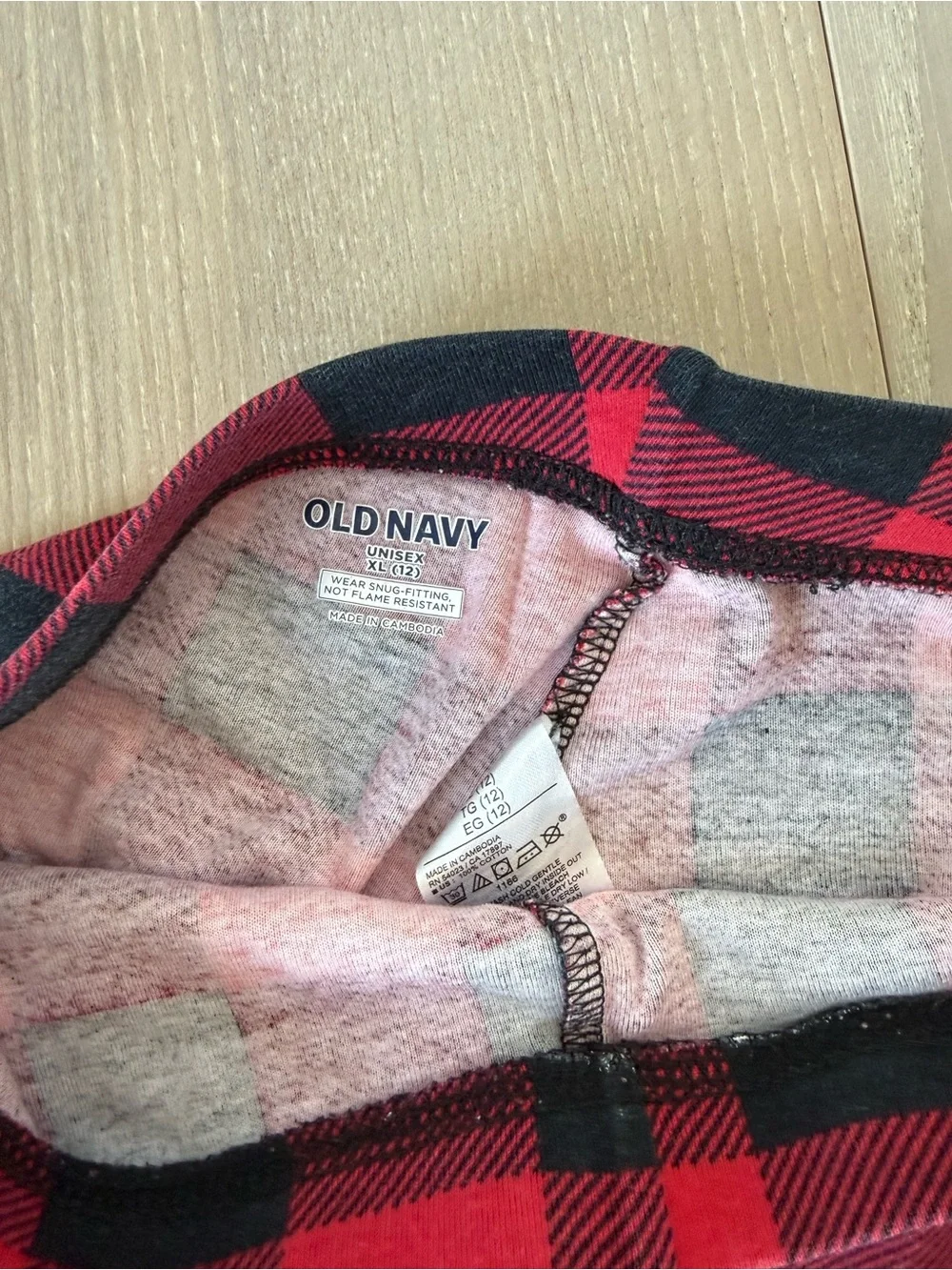 Old Navy Red Top with Black & Red Buffalo Plaid Pajama Set